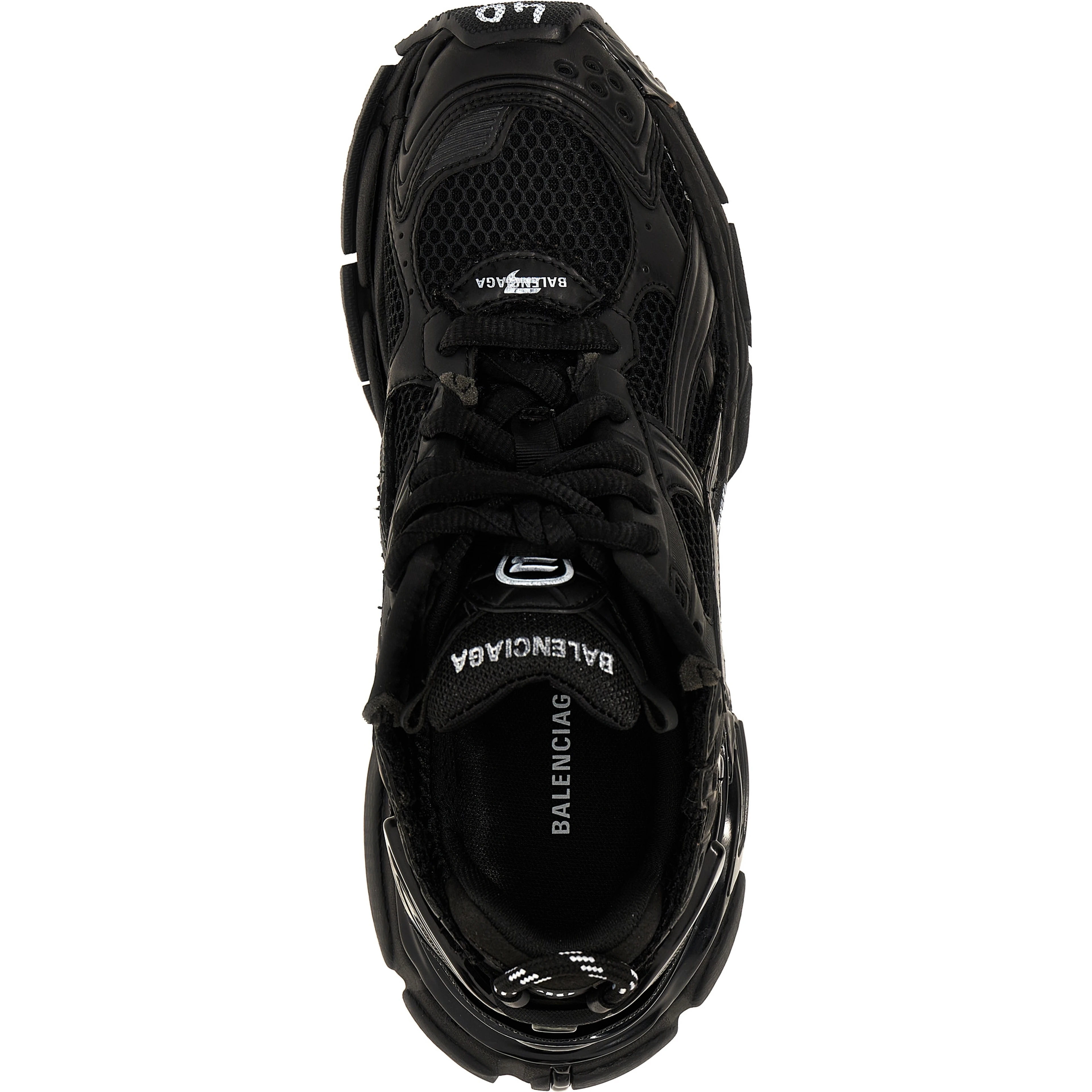 Black Polyester Athletic Sneakers