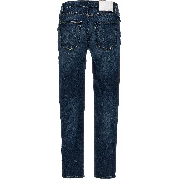 Blue Cotton Straight-Leg Jeans
