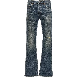 Blue Cotton Flared Jeans