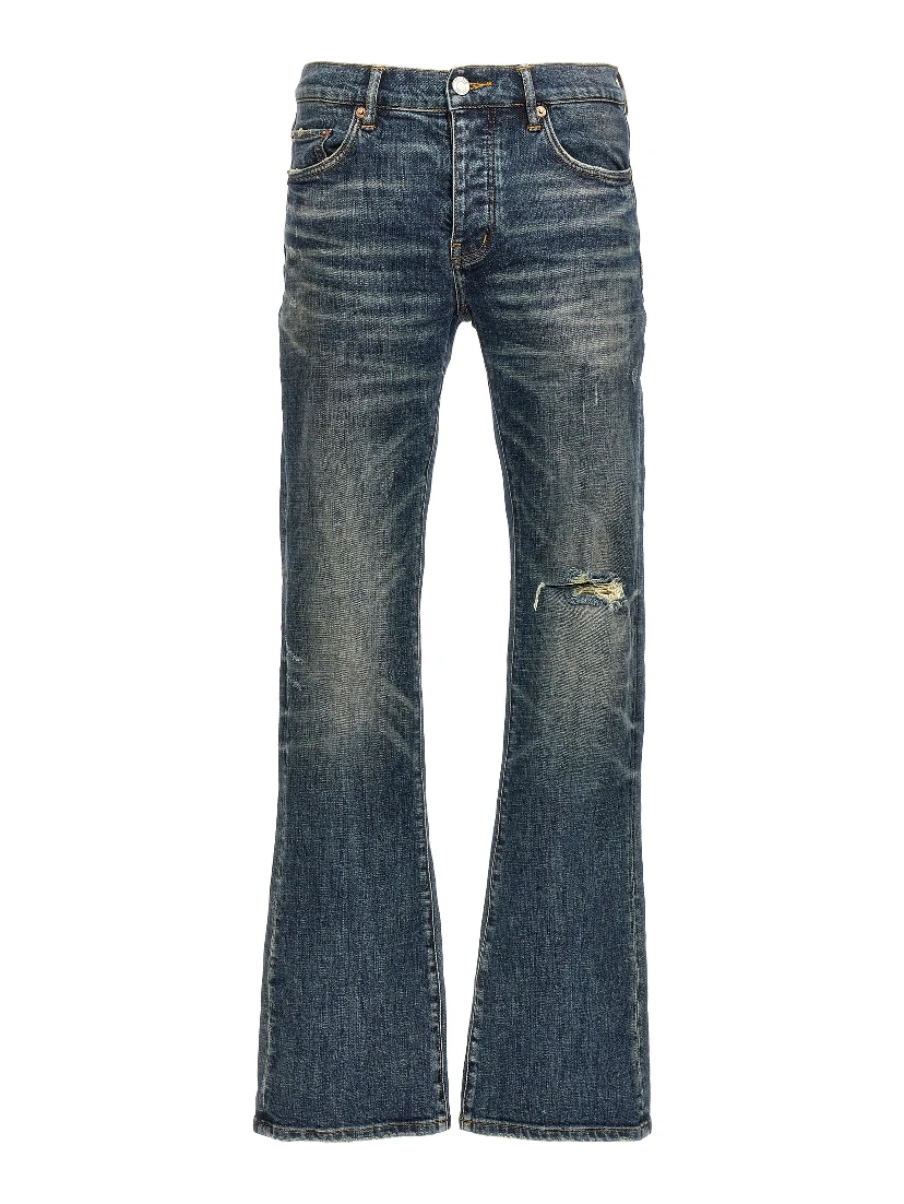 Blue Cotton Flared Jeans