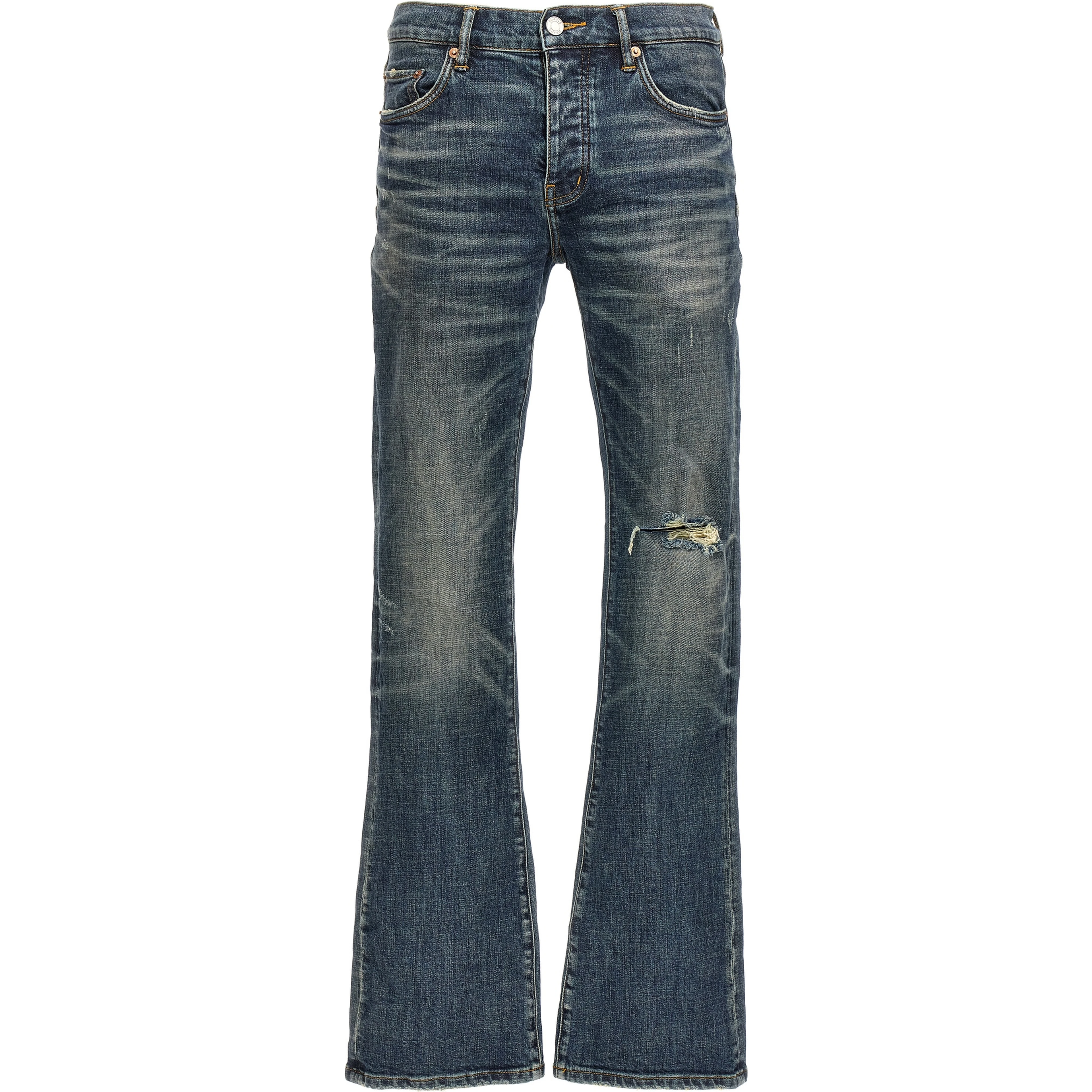 Blue Cotton Flared Jeans