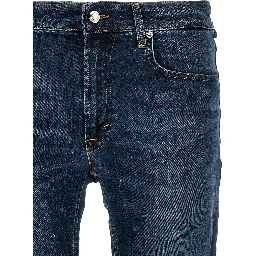 Blue Cotton Straight-Leg Jeans
