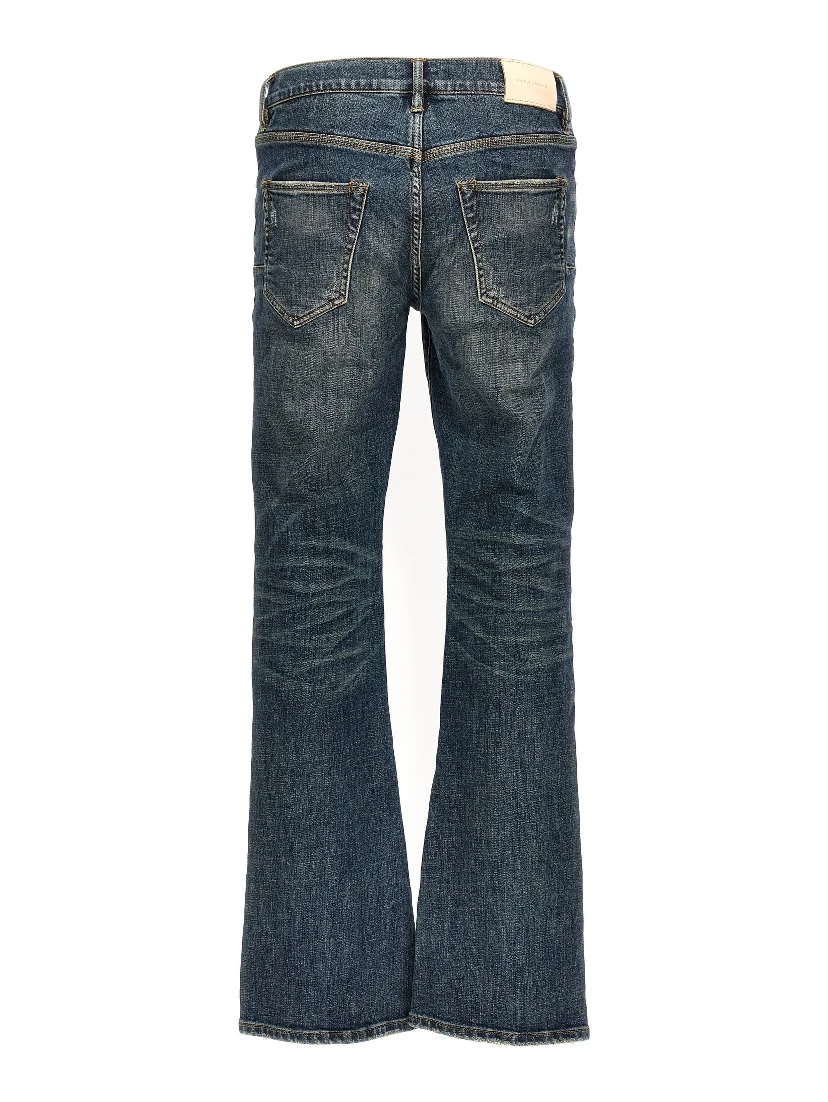 Blue Cotton Flared Jeans