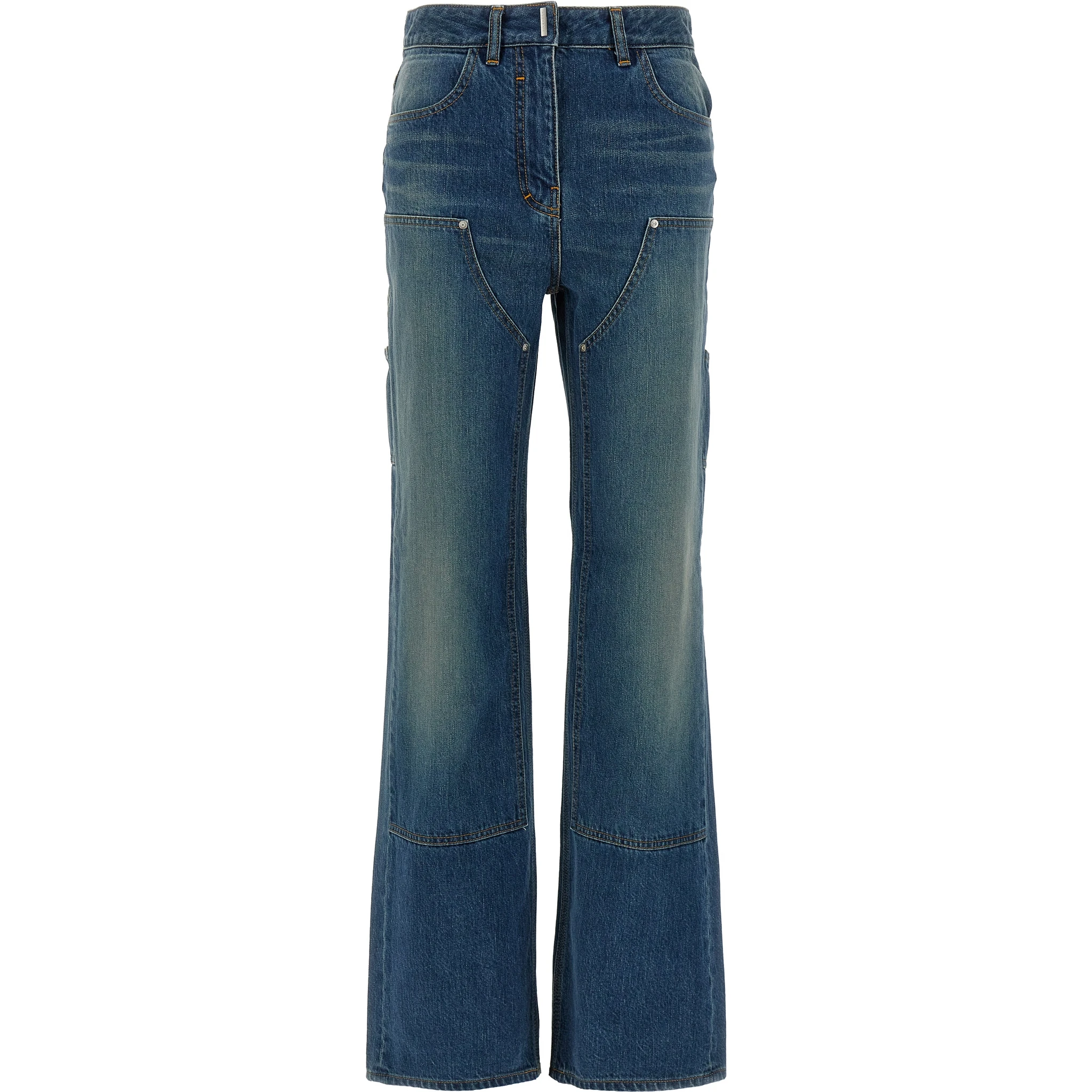 Blue Cotton Flared Jeans