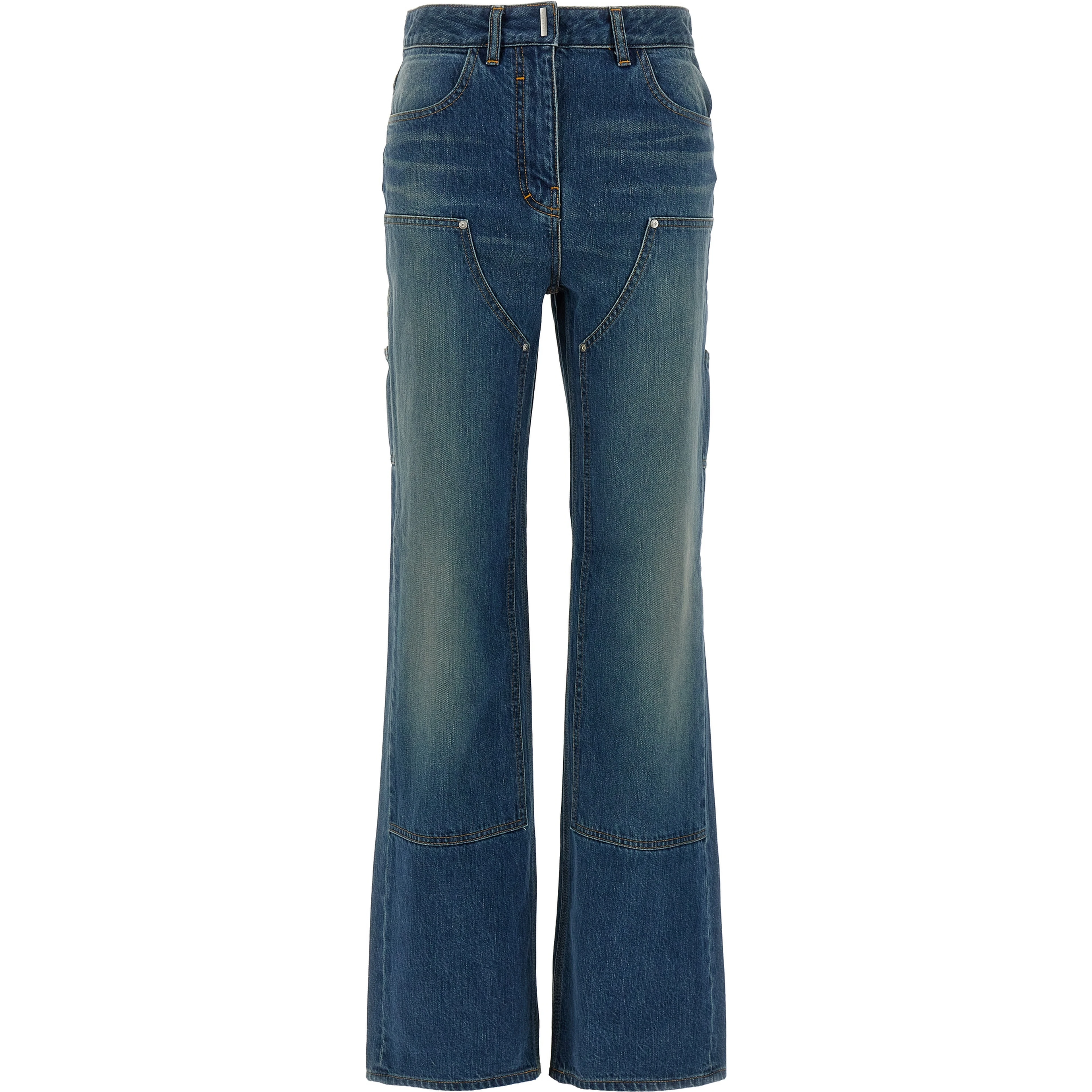 Blue Cotton Flared Jeans