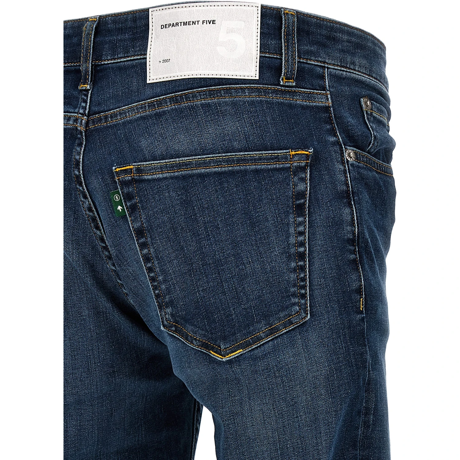 Blue Cotton Straight-Leg Jeans