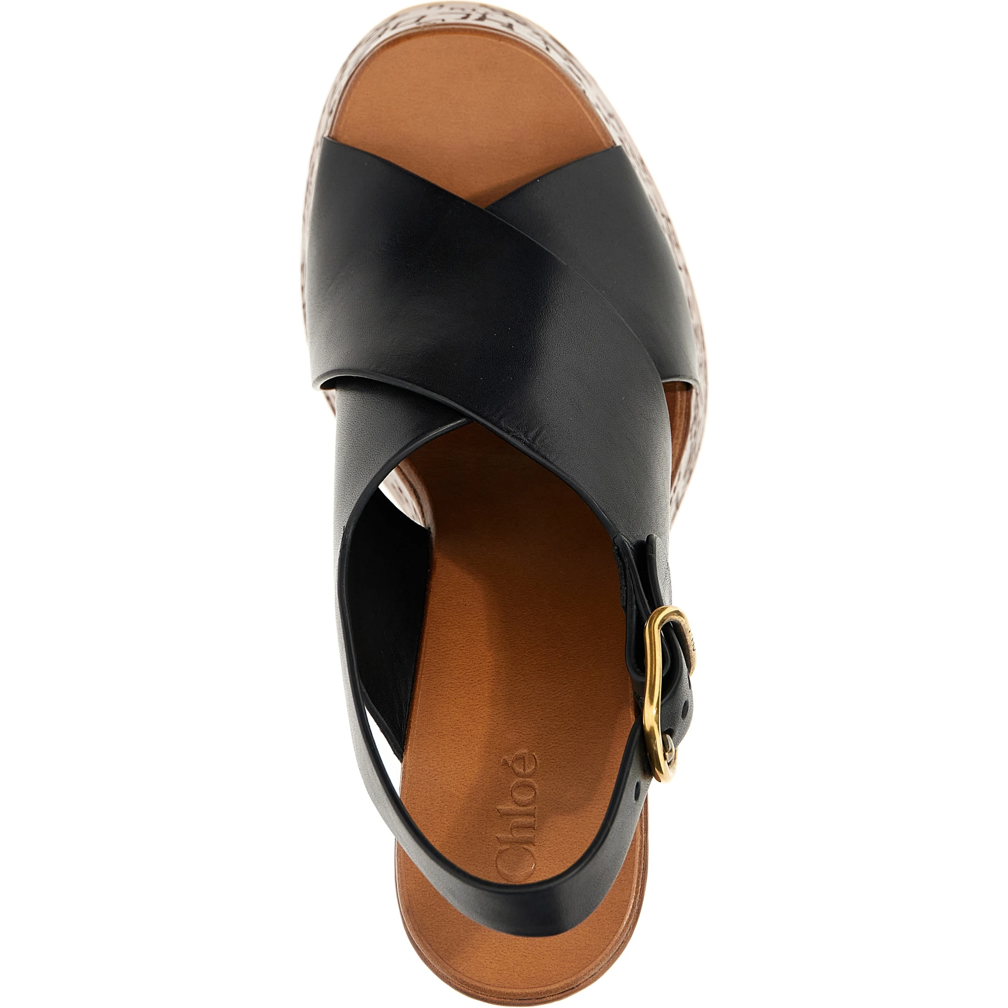 Black Calfskin Wedge Sandals