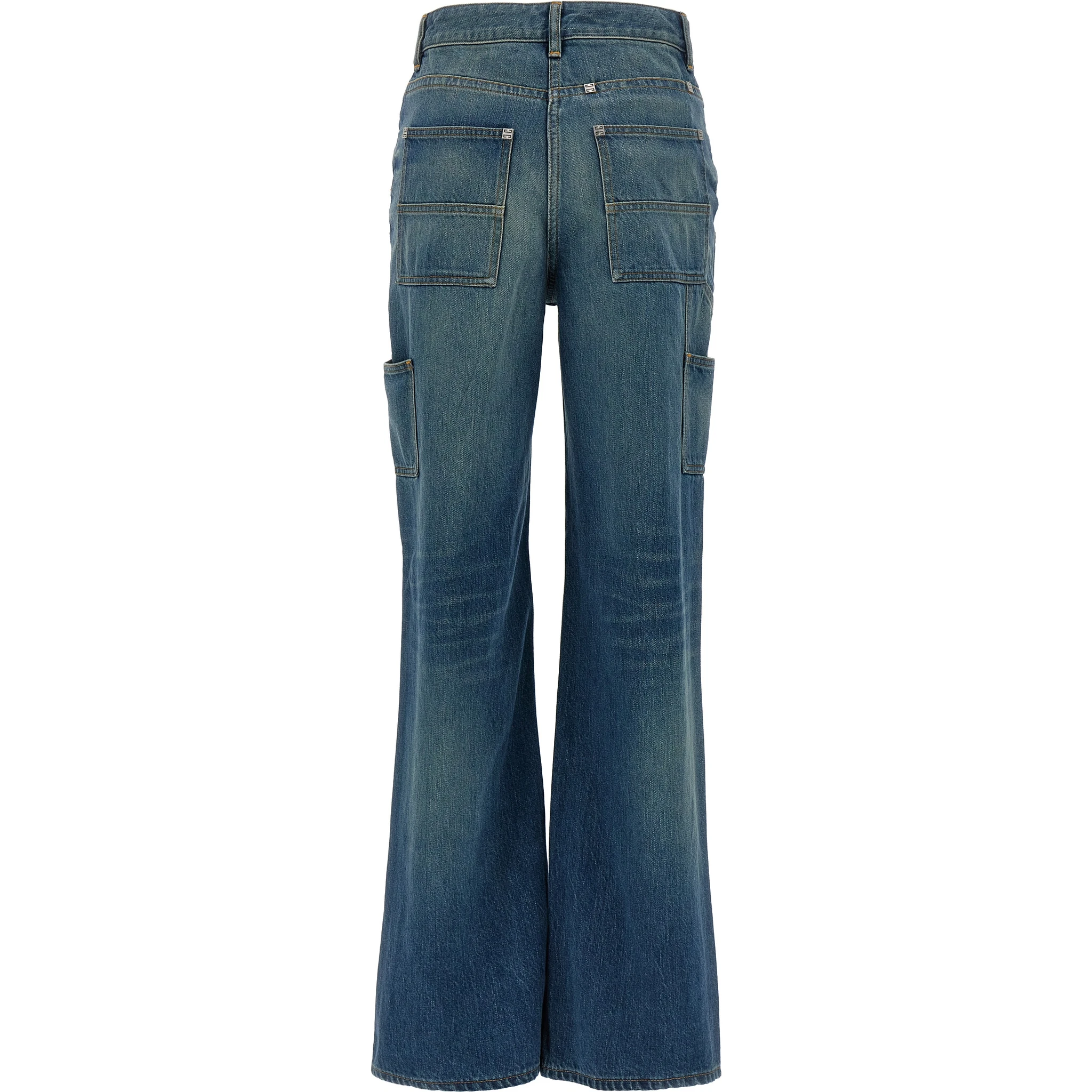 Blue Cotton Flared Jeans