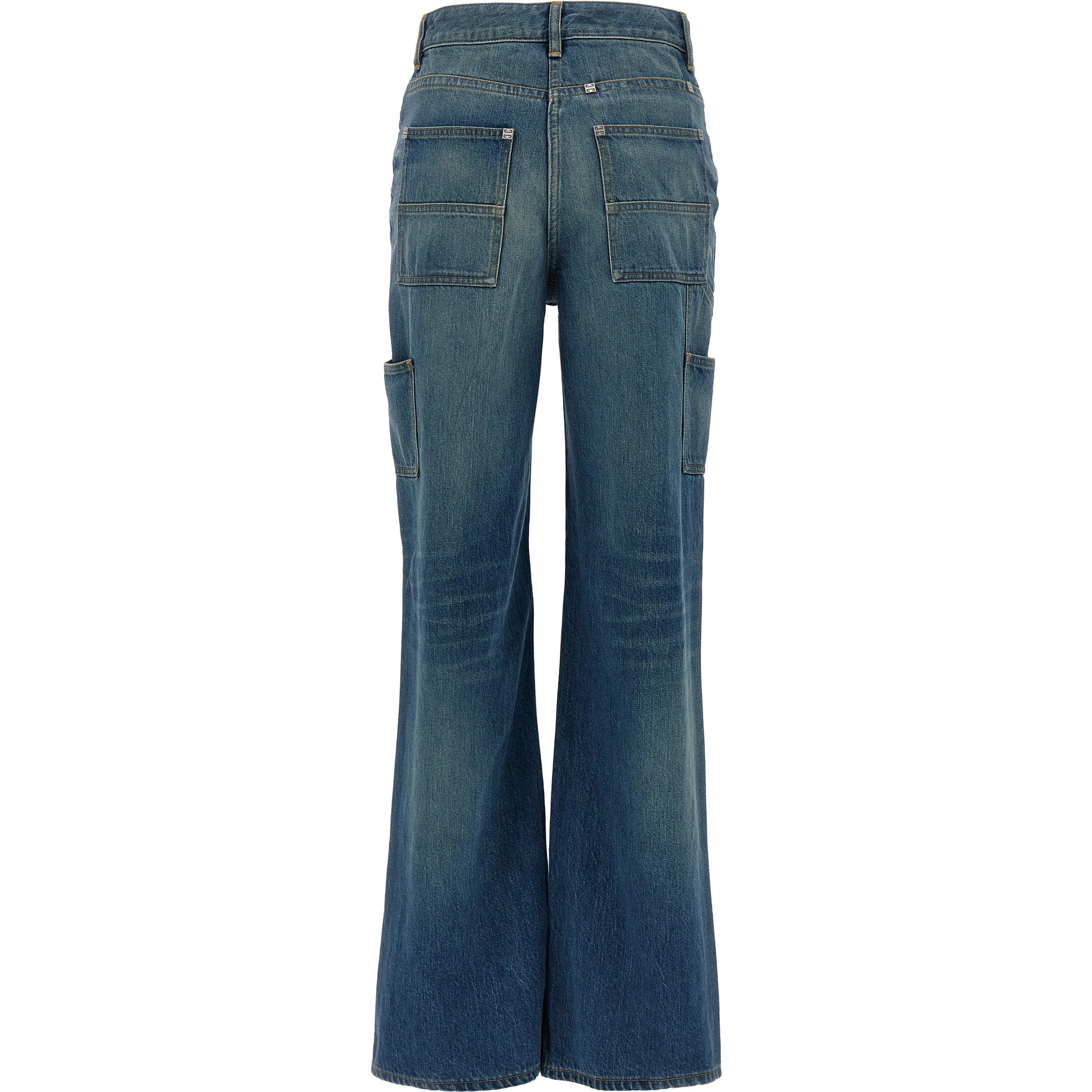 Blue Cotton Flared Jeans