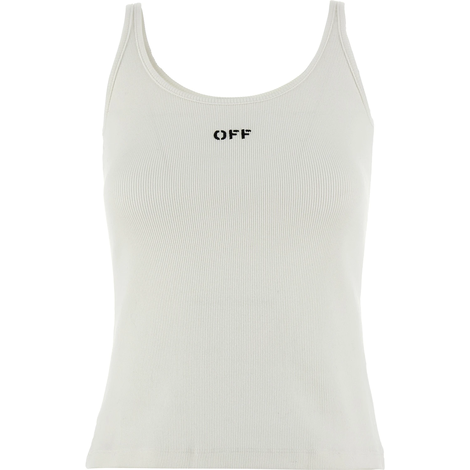 White Cotton Sleeveles T-Shirt