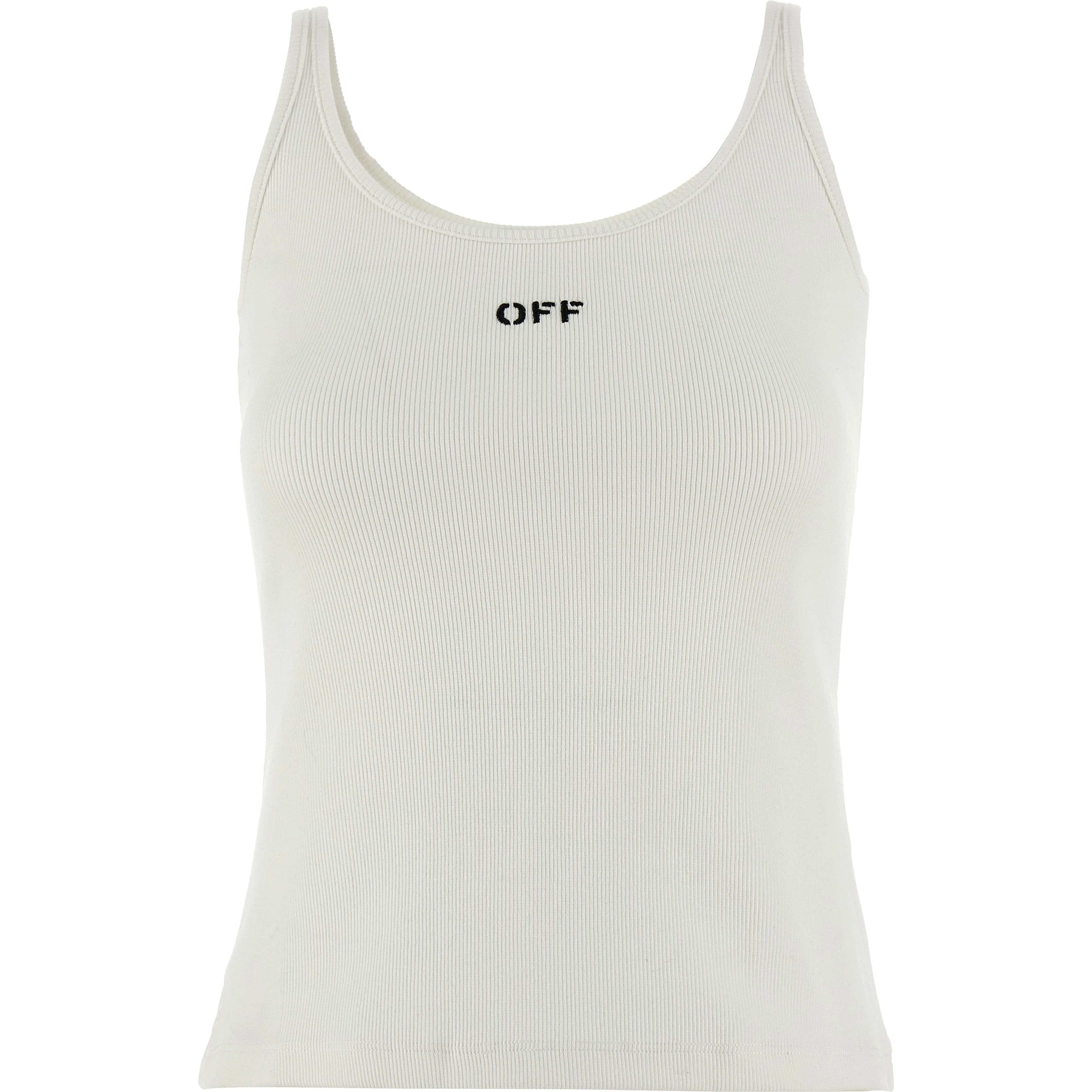 White Cotton Sleeveles T-Shirt
