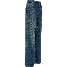 Blue Cotton Flared Jeans