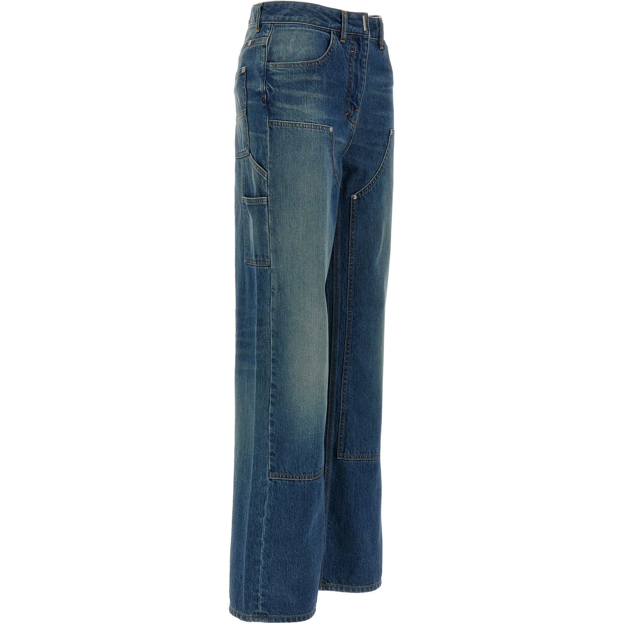 Blue Cotton Flared Jeans
