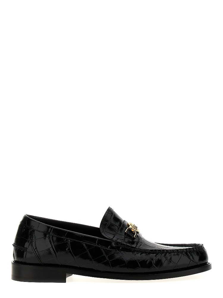 Black Velvet Leather Slip-On Loafers