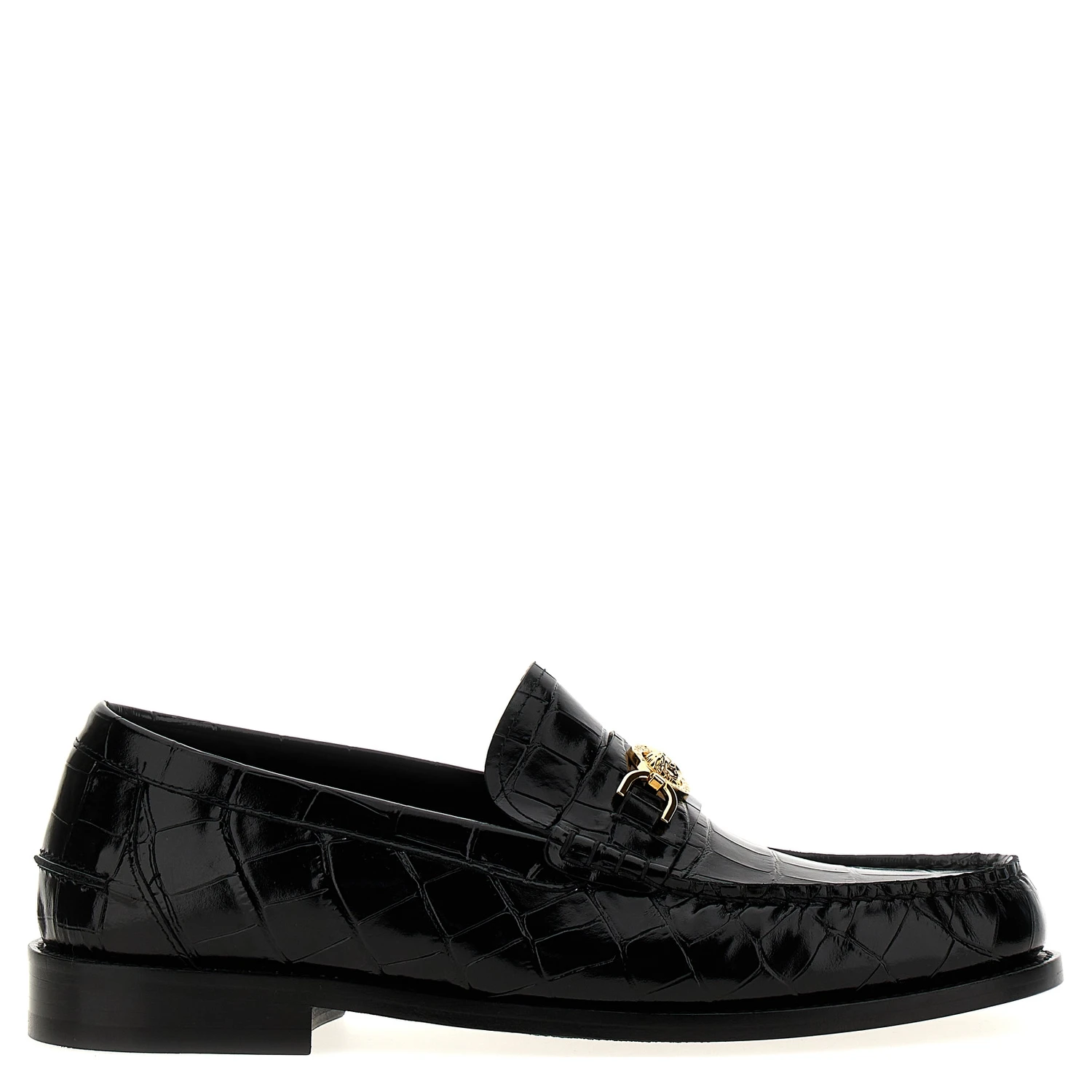 Black Velvet Leather Slip-On Loafers