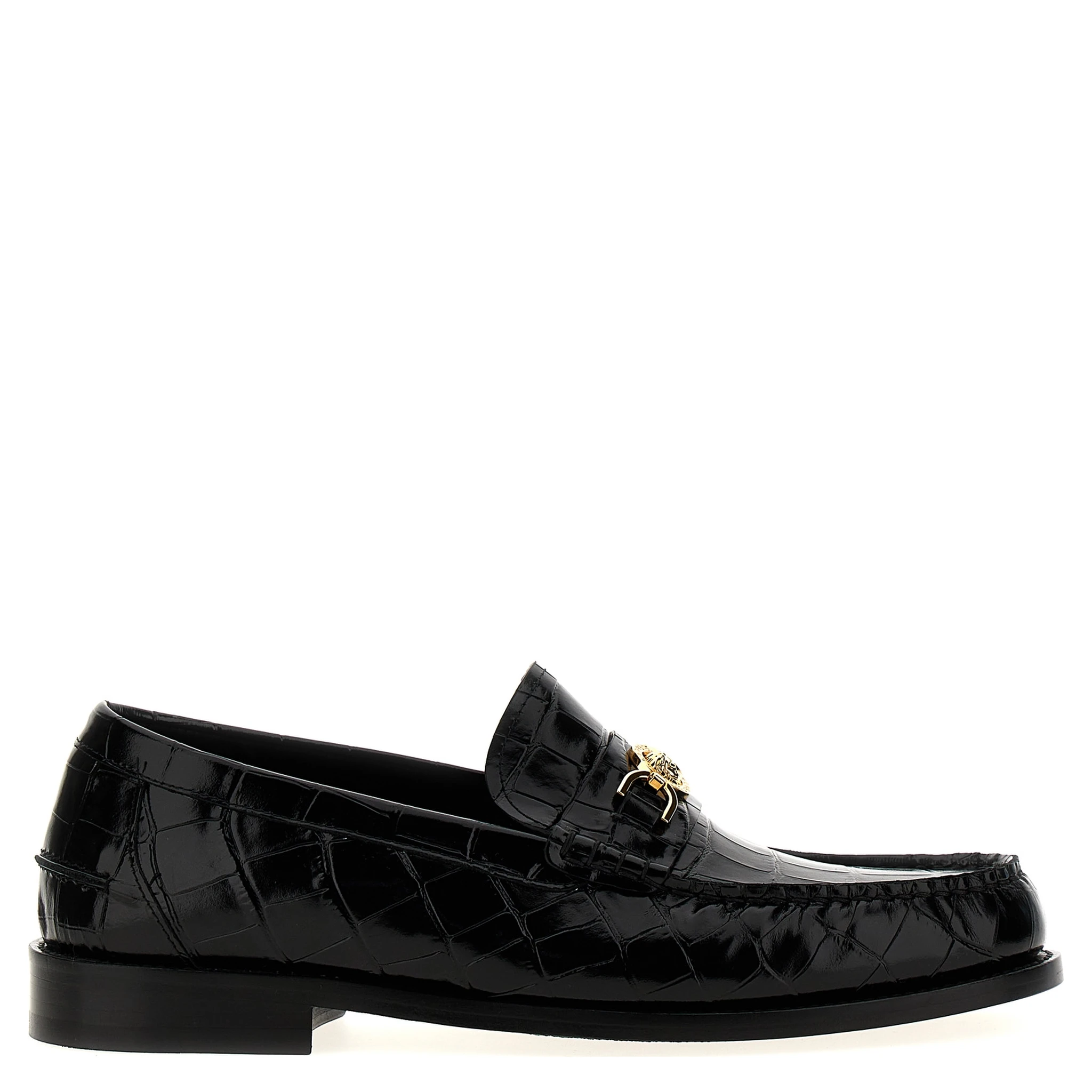 Black Velvet Leather Slip-On Loafers