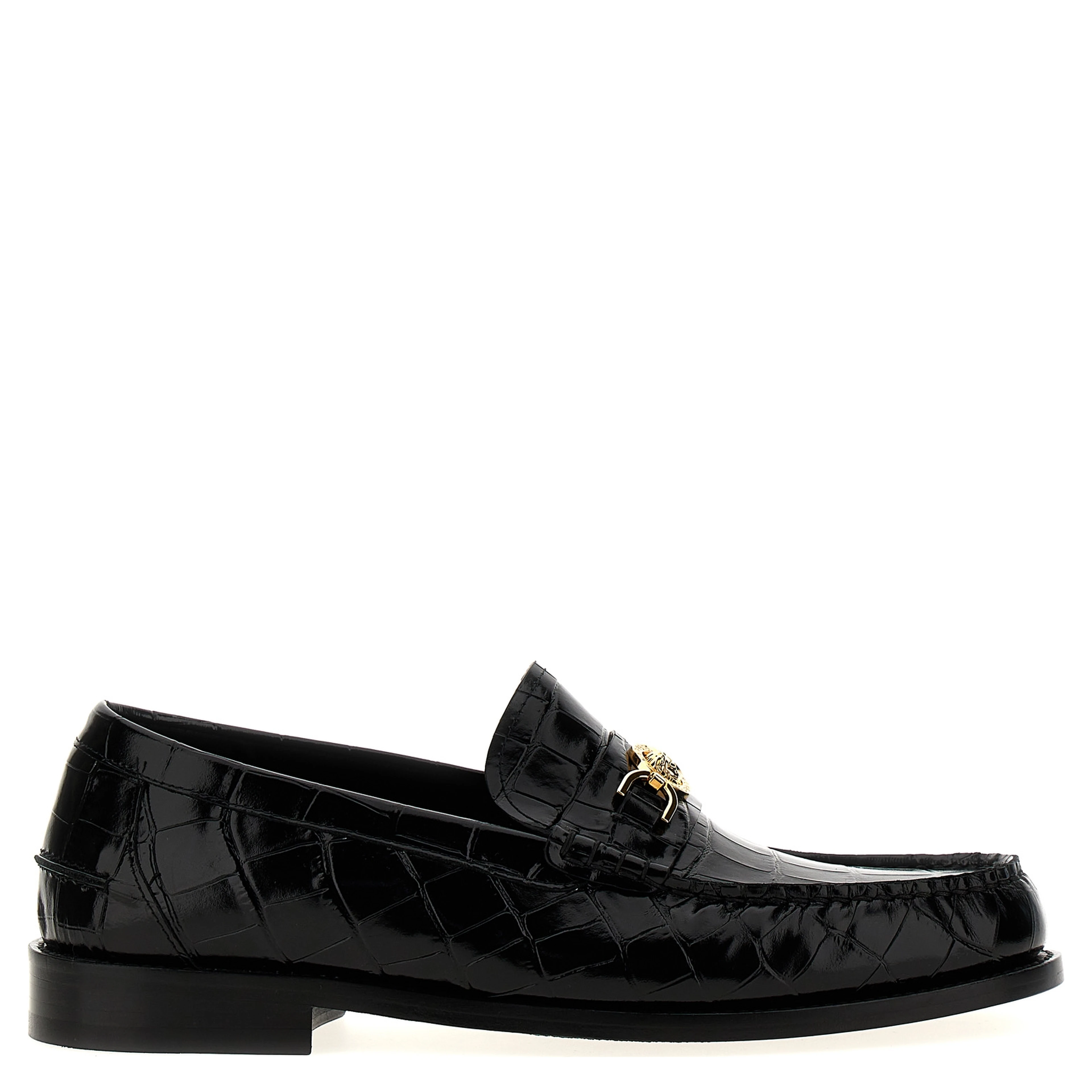 Black Velvet Leather Slip-On Loafers