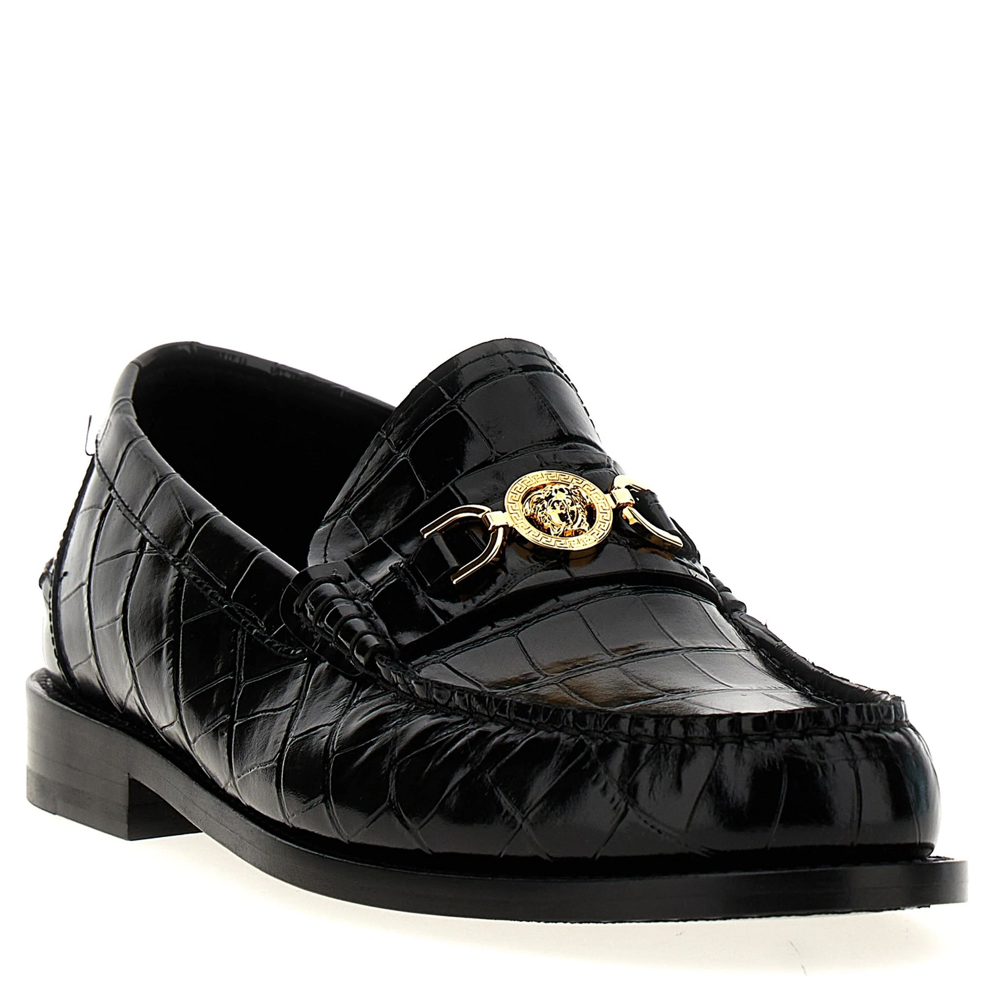 Black Velvet Leather Slip-On Loafers
