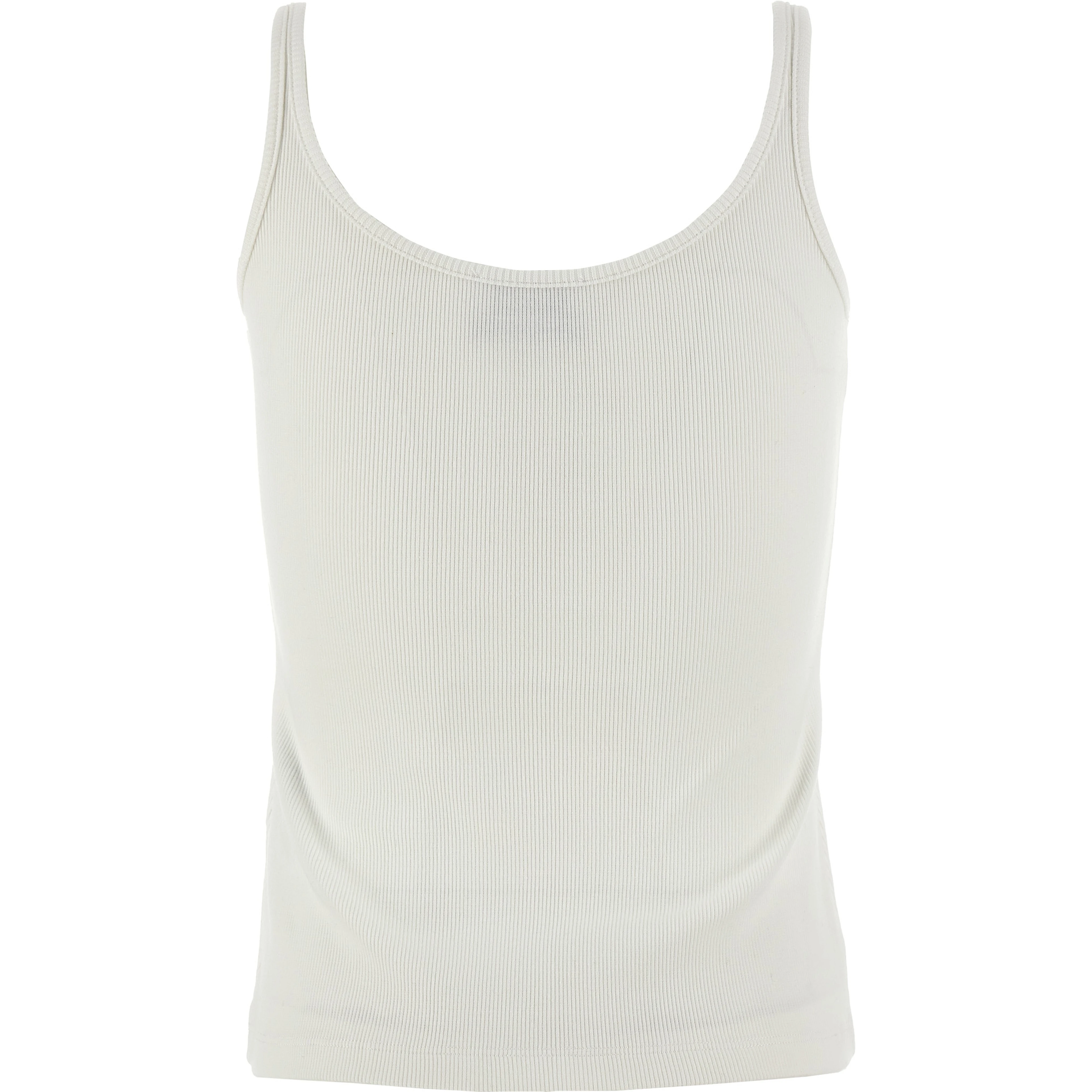 White Cotton Sleeveles T-Shirt