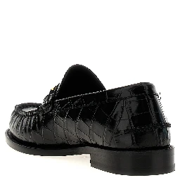 Black Velvet Leather Slip-On Loafers