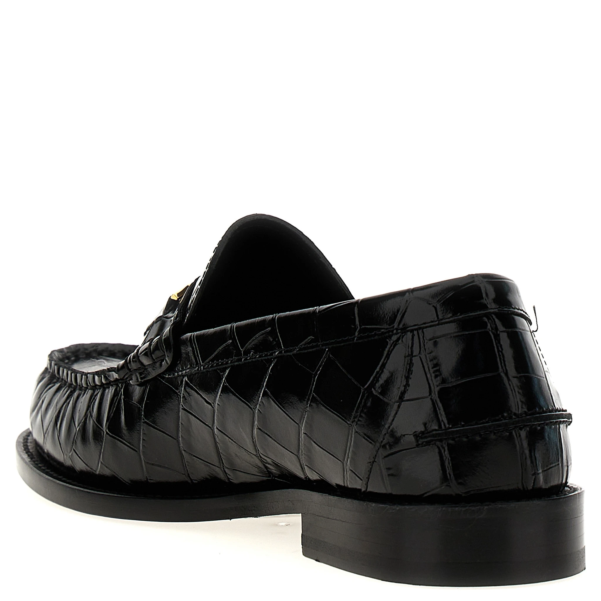 Black Velvet Leather Slip-On Loafers