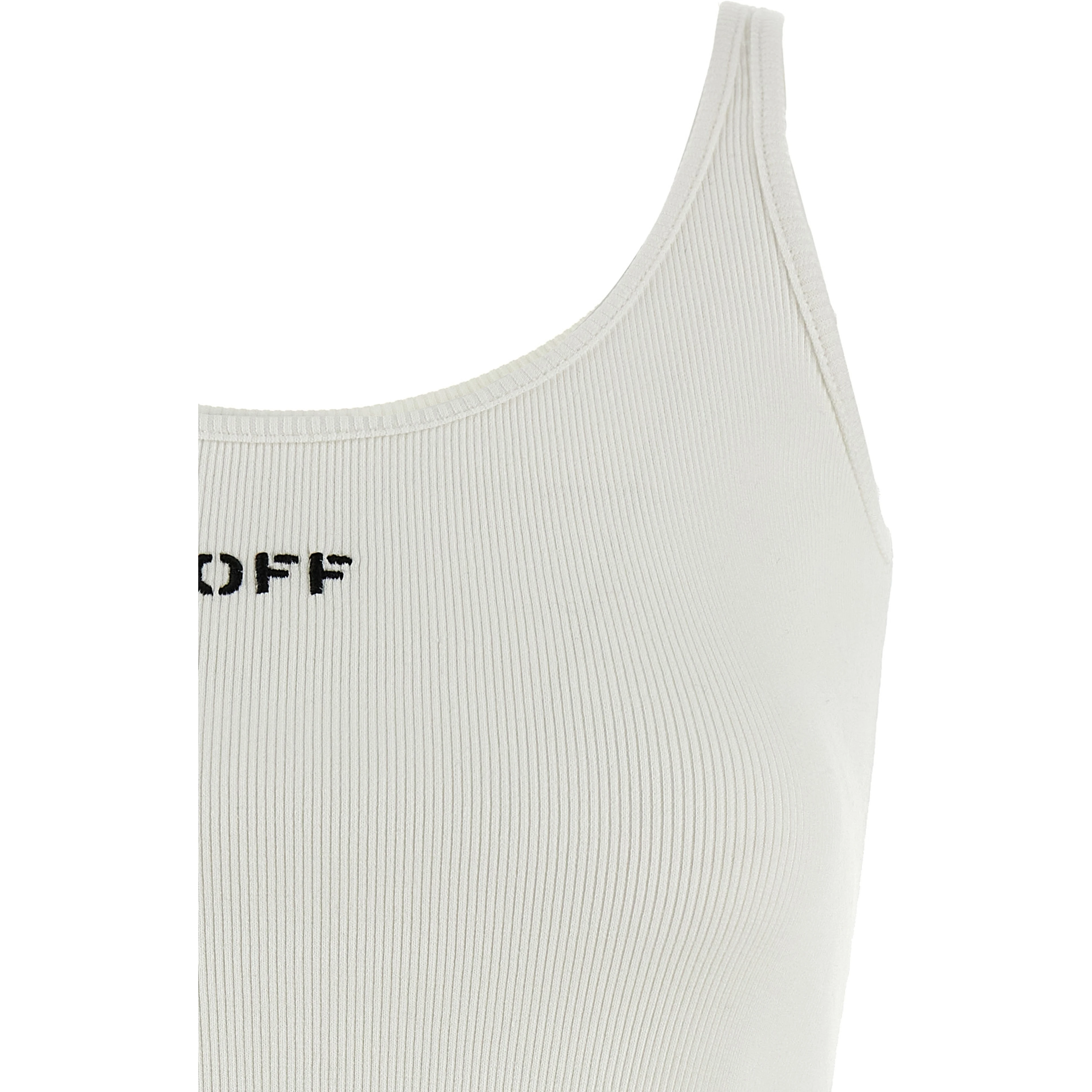 White Cotton Sleeveles T-Shirt