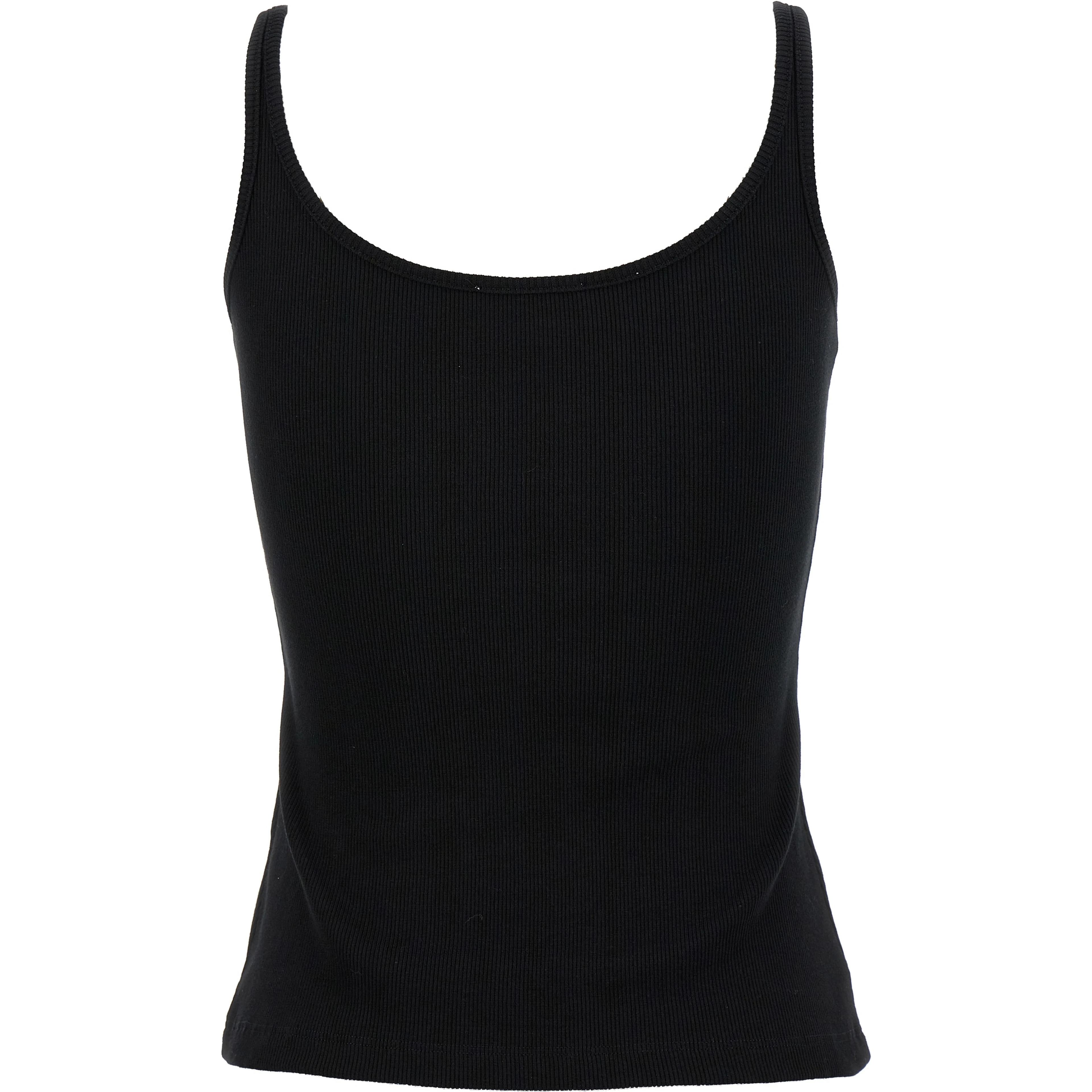 Black Cotton Sleeveles T-Shirt