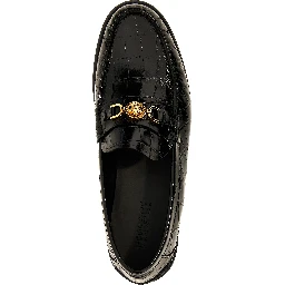 Black Velvet Leather Slip-On Loafers
