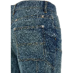 Blue Cotton Flared Jeans