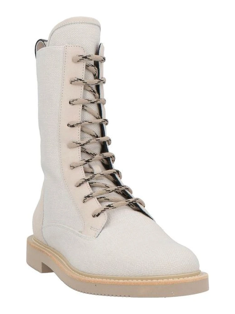 Beige Cotton Lace-Up Boots alternative
