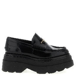 Black Cowhide Platform Loafers