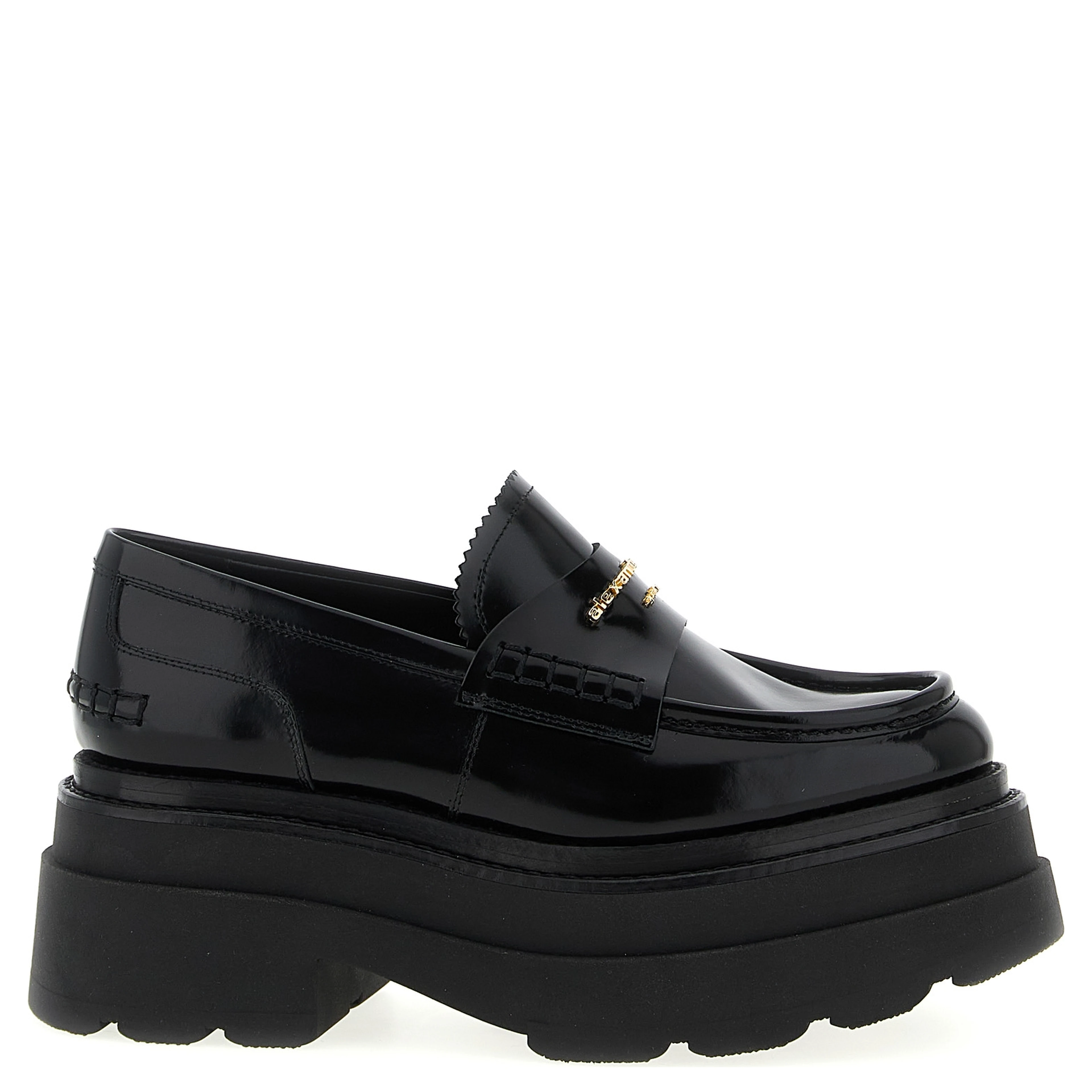 Black Cowhide Platform Loafers