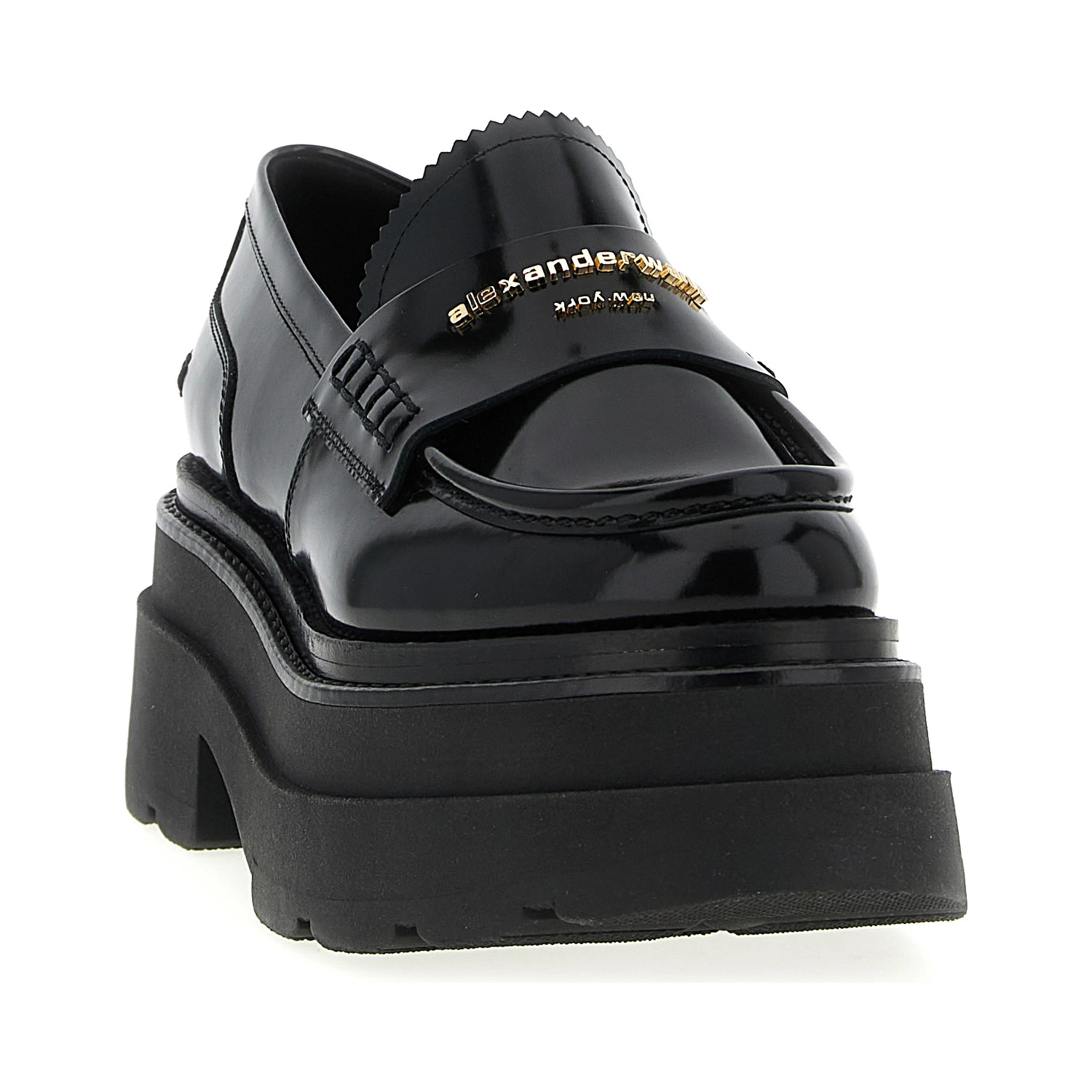 Black Cowhide Platform Loafers