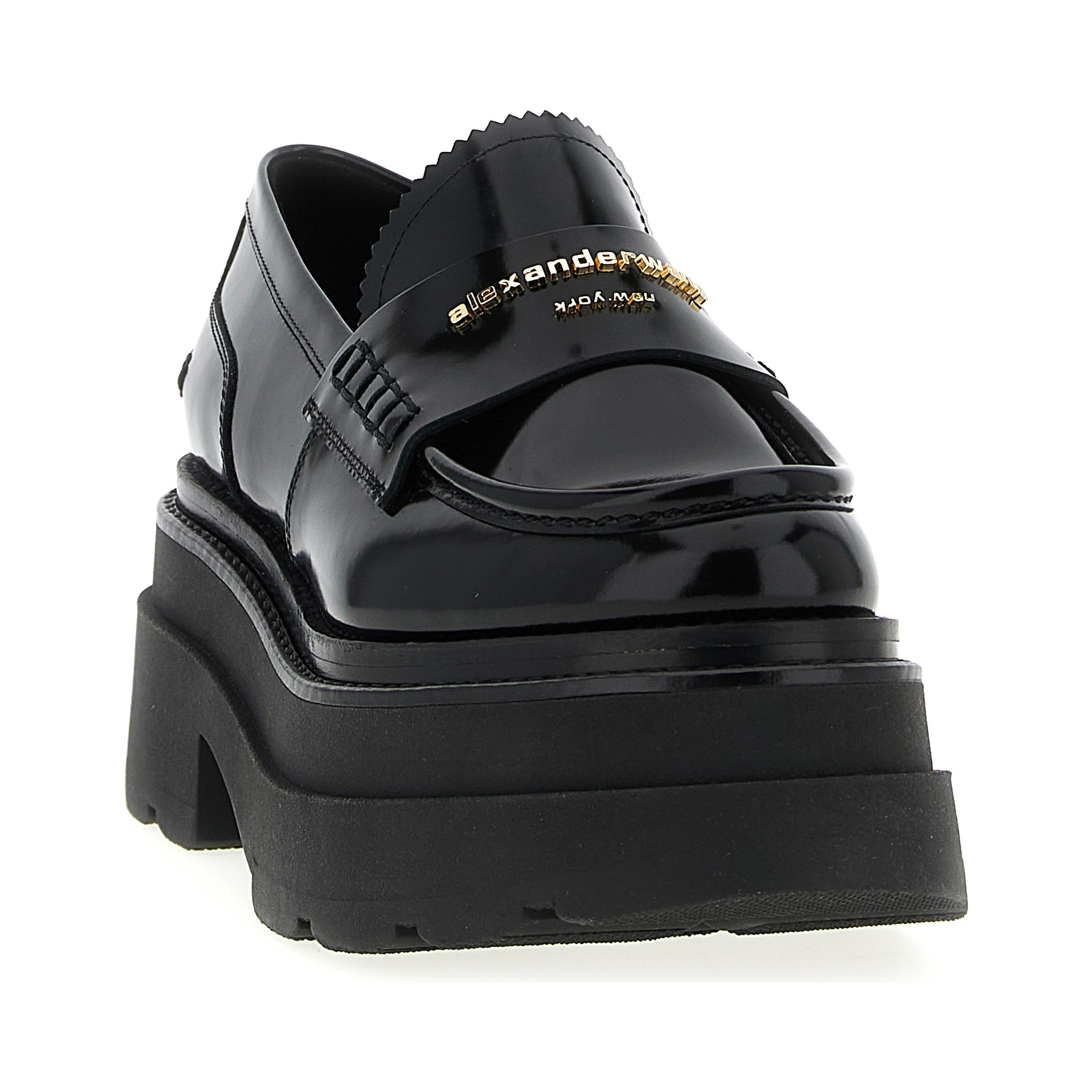 Black Cowhide Platform Loafers
