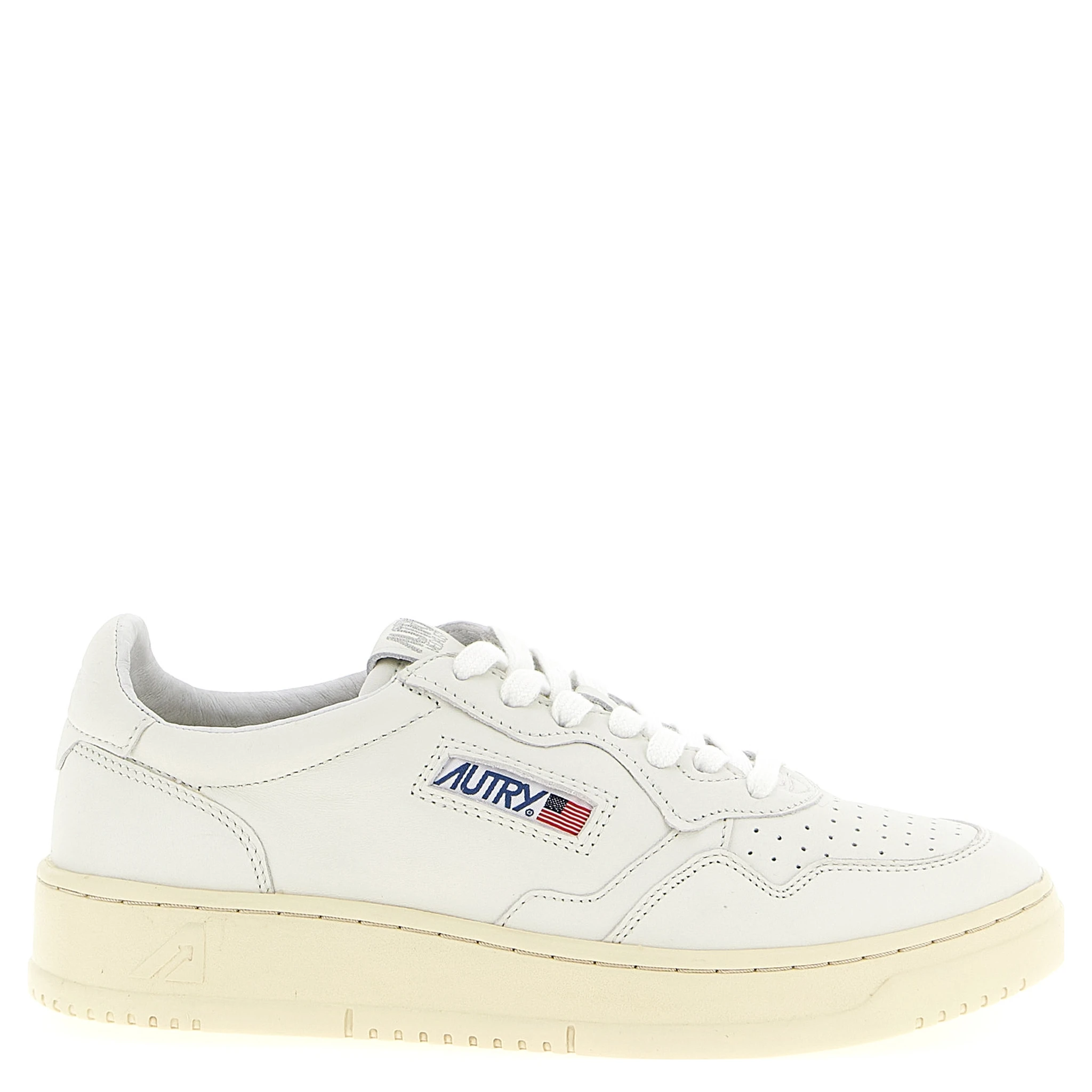 White Goatskin Low Top Sneakers
