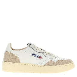 Beige Cowhide Low Top Sneakers