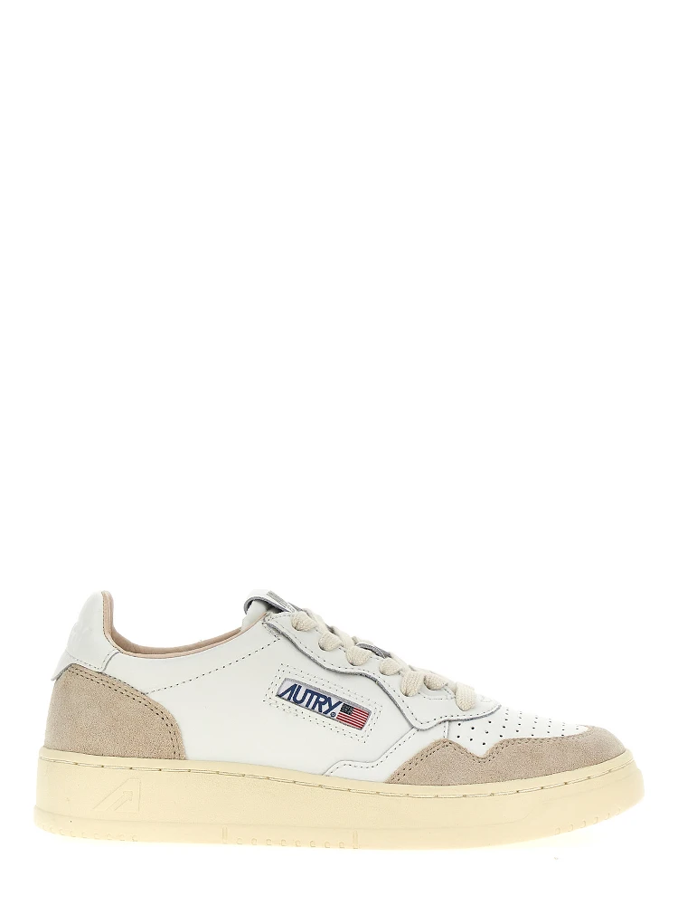 Beige Cowhide Low Top Sneakers