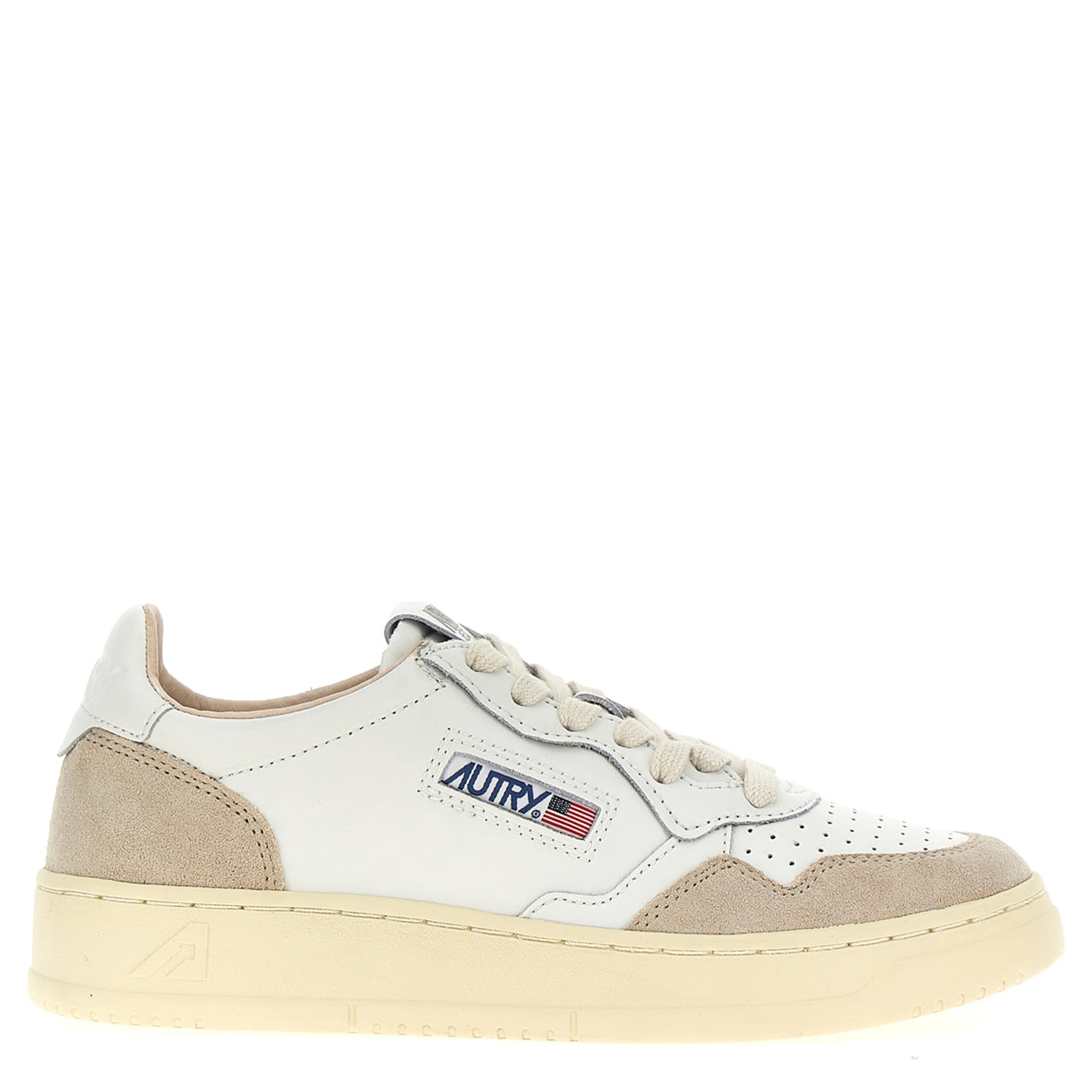 Beige Cowhide Low Top Sneakers
