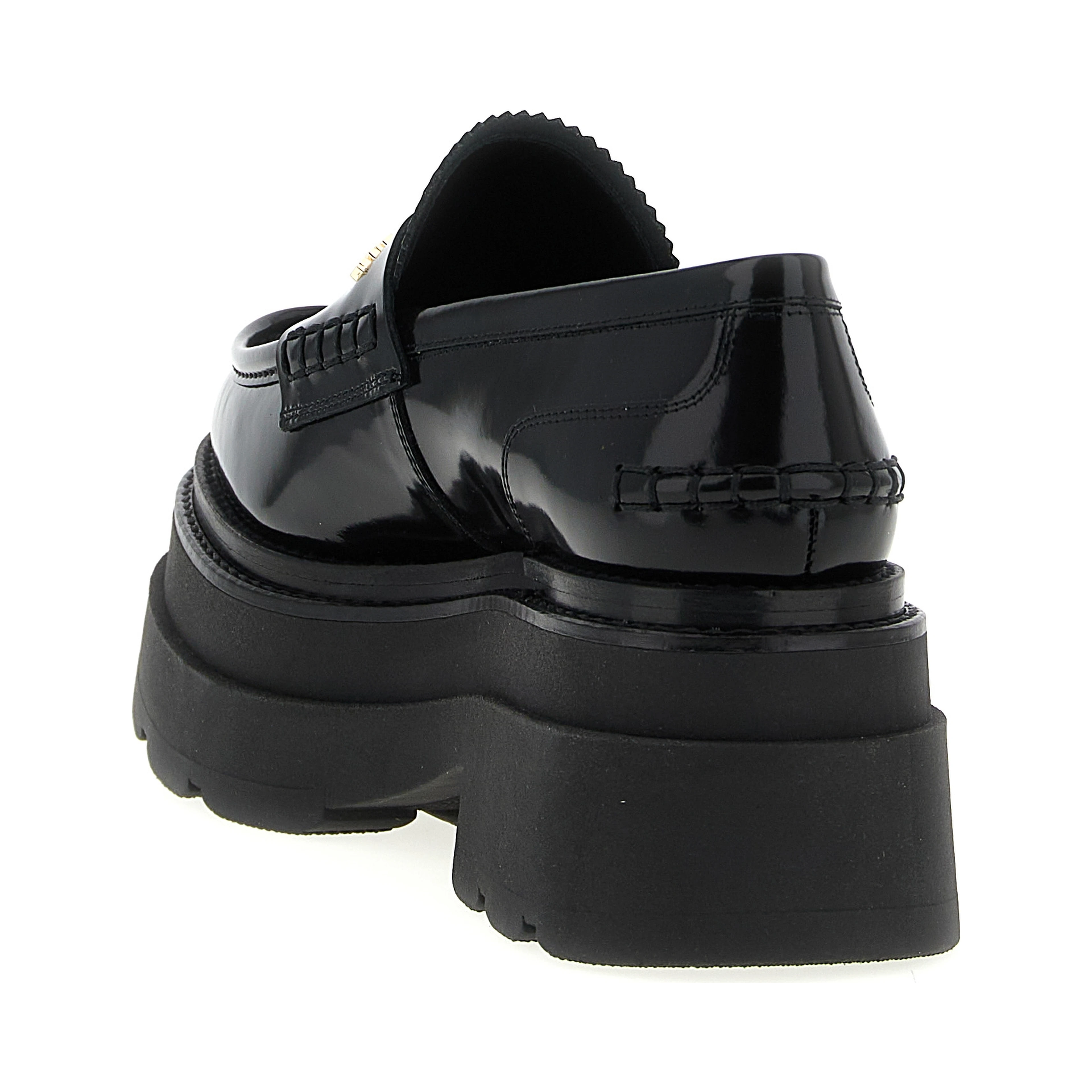 Black Cowhide Platform Loafers