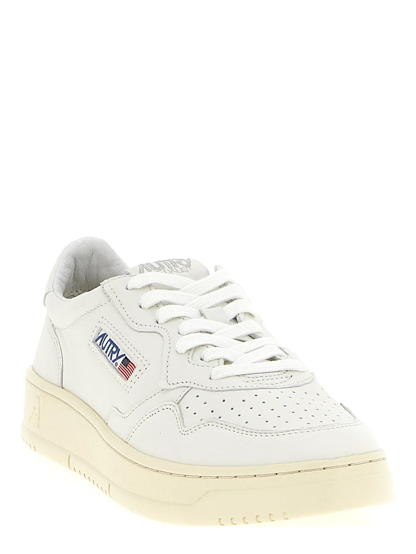 White Goatskin Low Top Sneakers