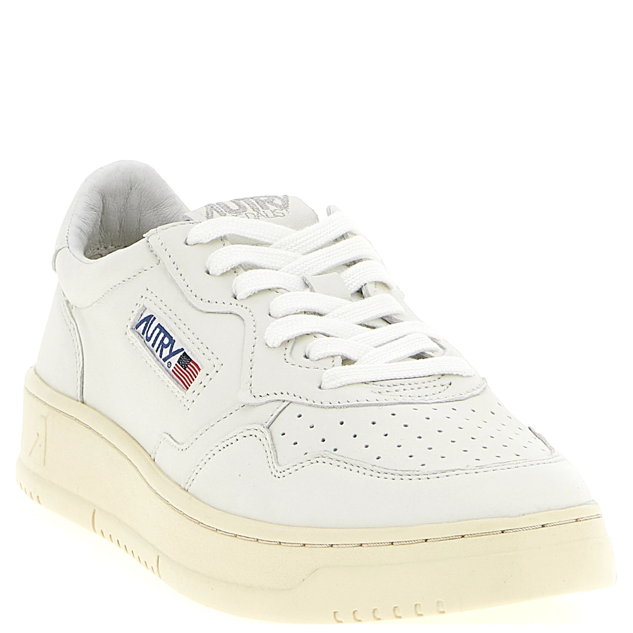 White Goatskin Low Top Sneakers