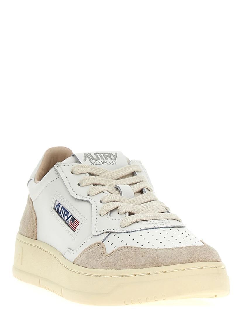 Beige Cowhide Low Top Sneakers