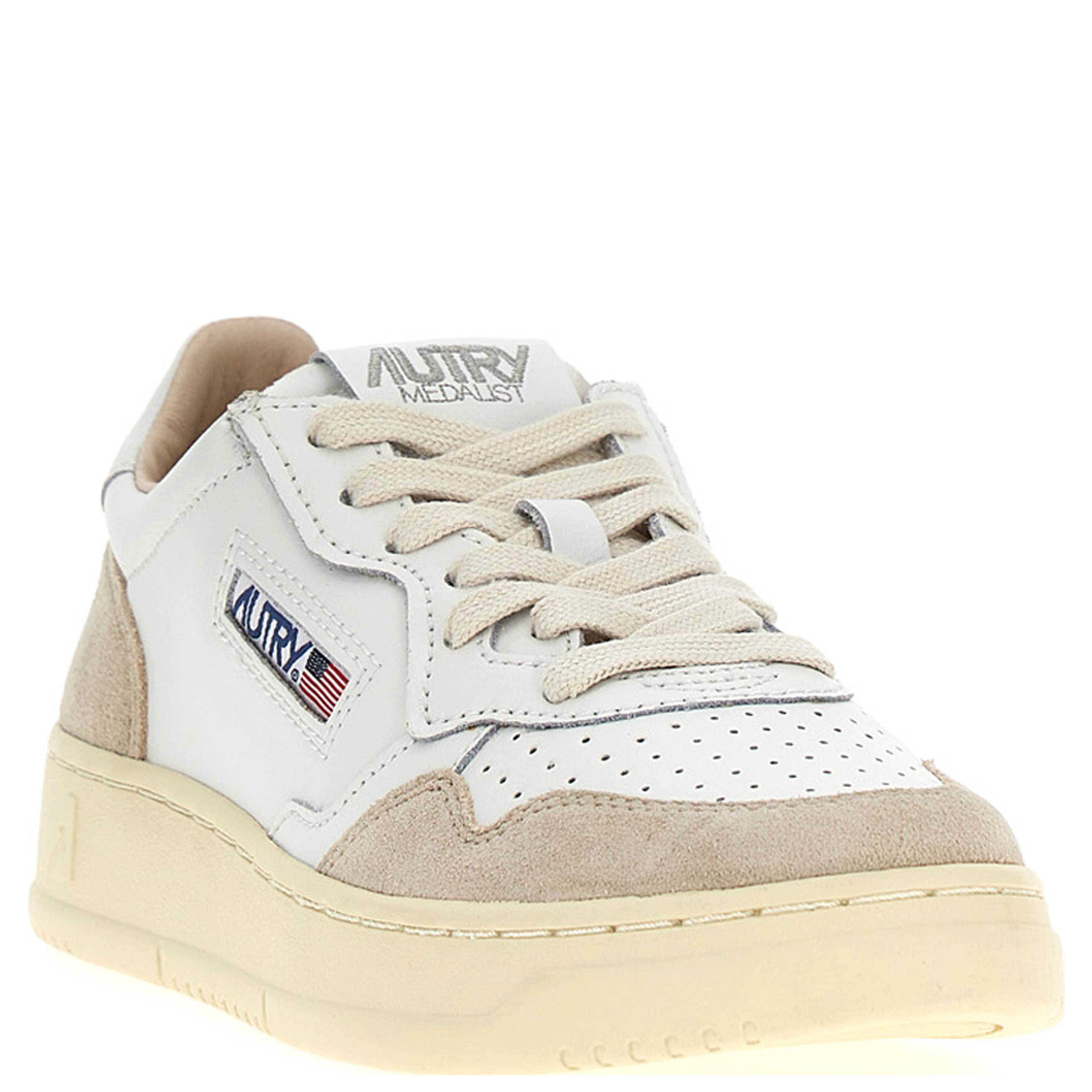 Beige Cowhide Low Top Sneakers