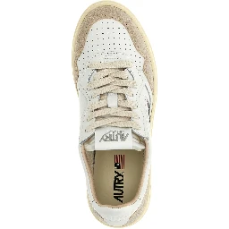 Beige Cowhide Low Top Sneakers