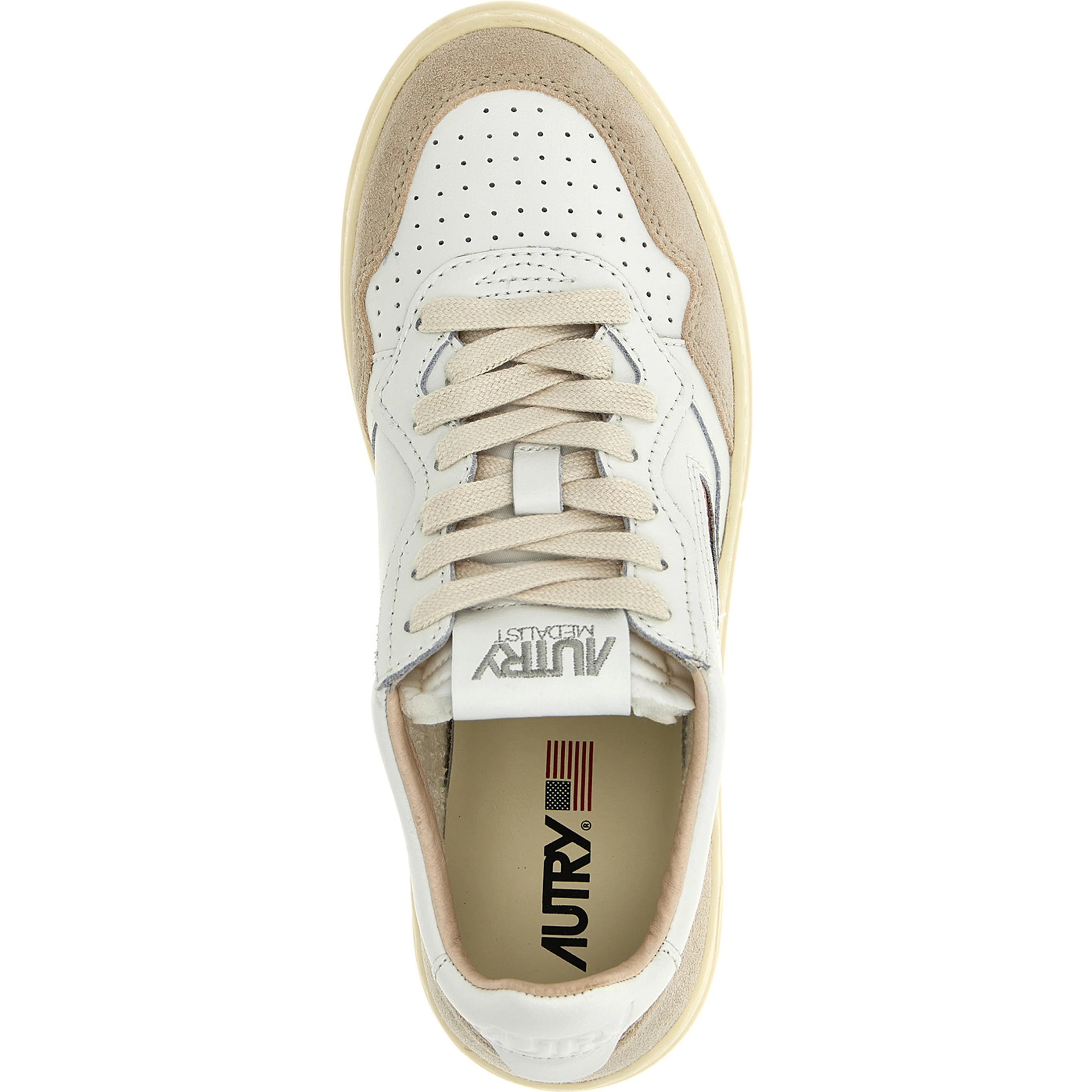 Beige Cowhide Low Top Sneakers