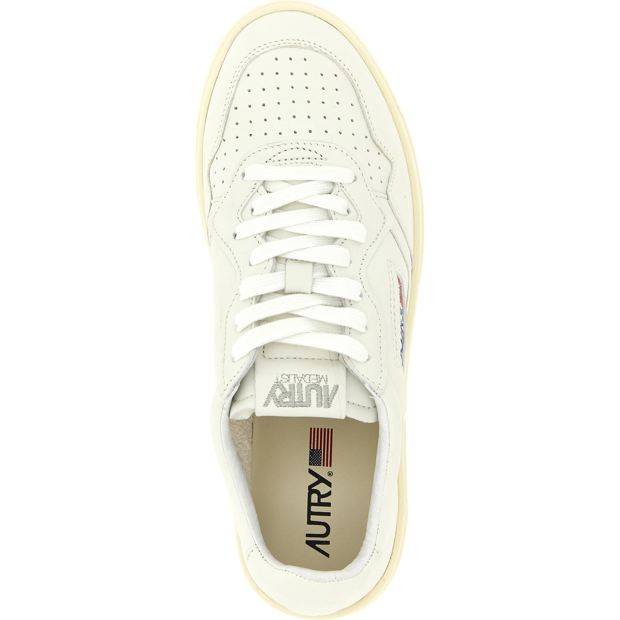 White Goatskin Low Top Sneakers