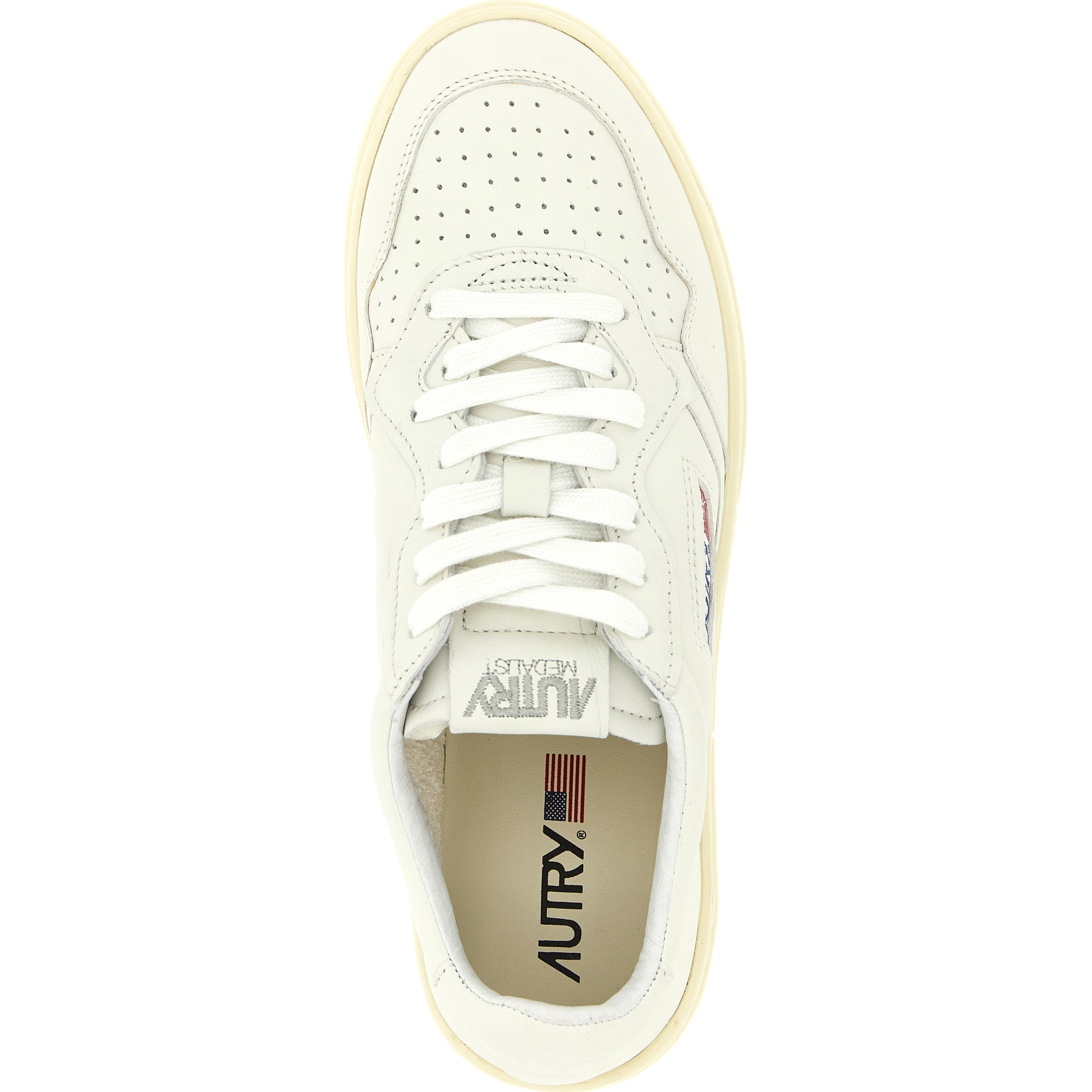 White Goatskin Low Top Sneakers