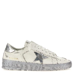 Silver Cowhide Athletic Sneakers