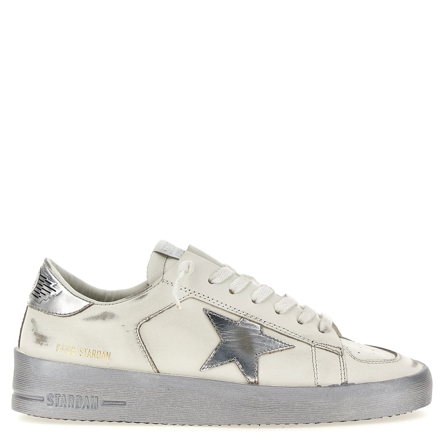 Silver Cowhide Athletic Sneakers