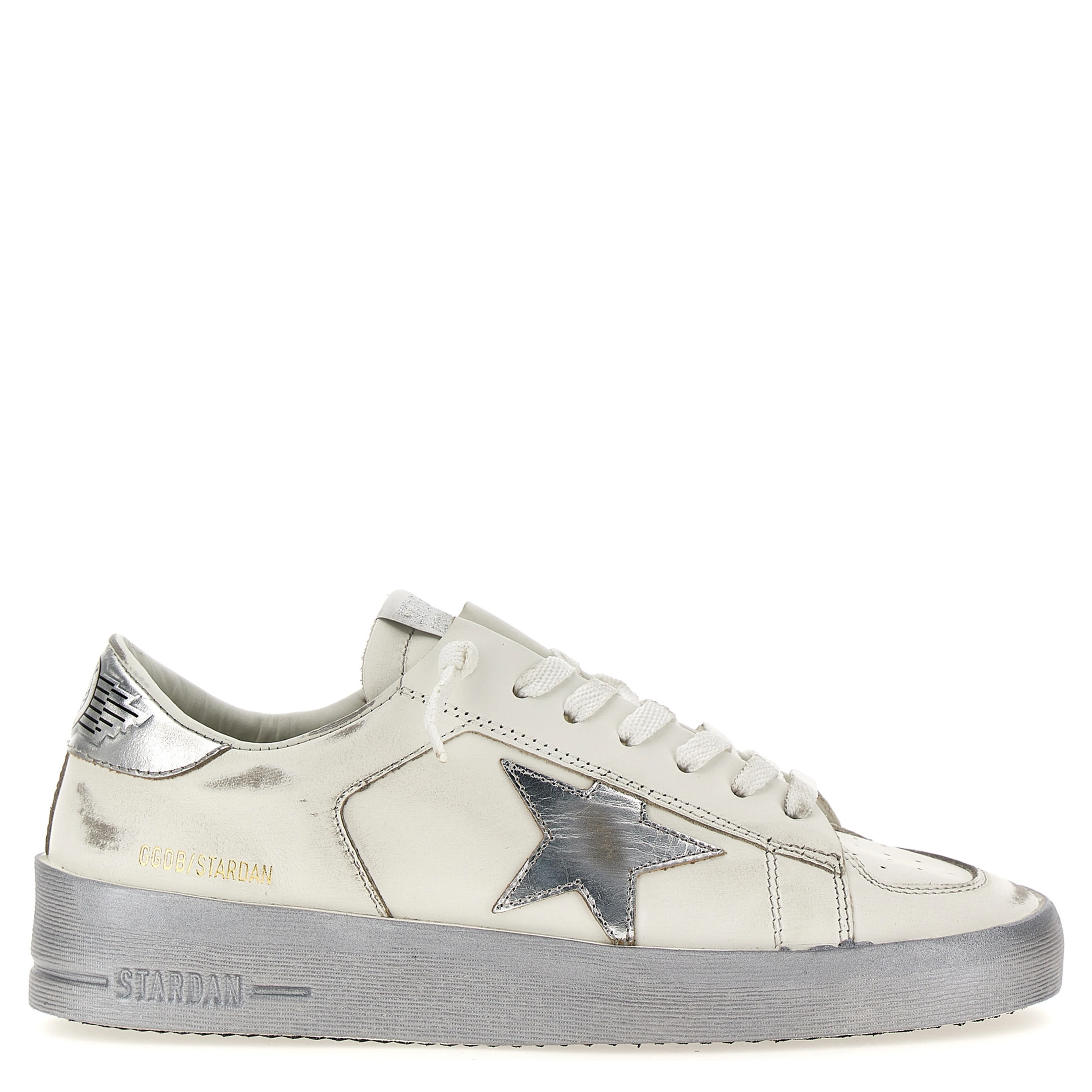 Silver Cowhide Athletic Sneakers